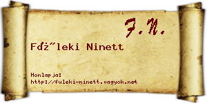 Füleki Ninett névjegykártya